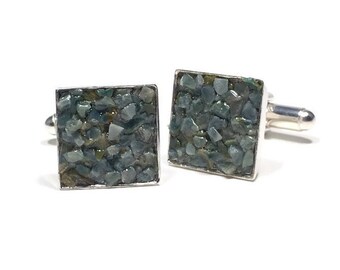 Unique Mosaic Cuff Links - Handcrafted Gemstone Jewelry for Men - One of a Kind
