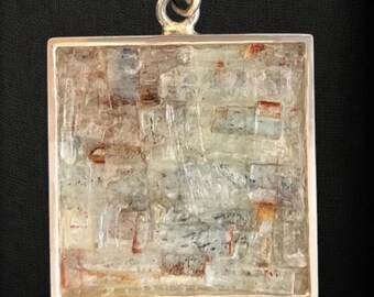 Unique Kyanite Pendant - Contemporary Mosaic Jewelry