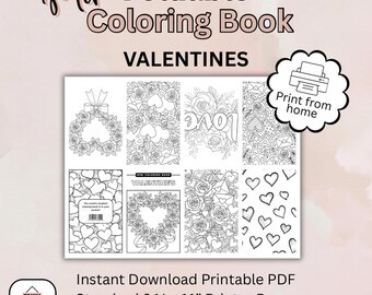 Printable Foldable Mini Coloring Book –  Valentines | 8.5x11 PDF | Party Favor | Kids Activity | Instant Download
