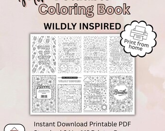 Printable Foldable Mini Coloring Book – Wildly Inspired | 8.5x11 PDF | Party Favor | Kids Activity | Instant Download