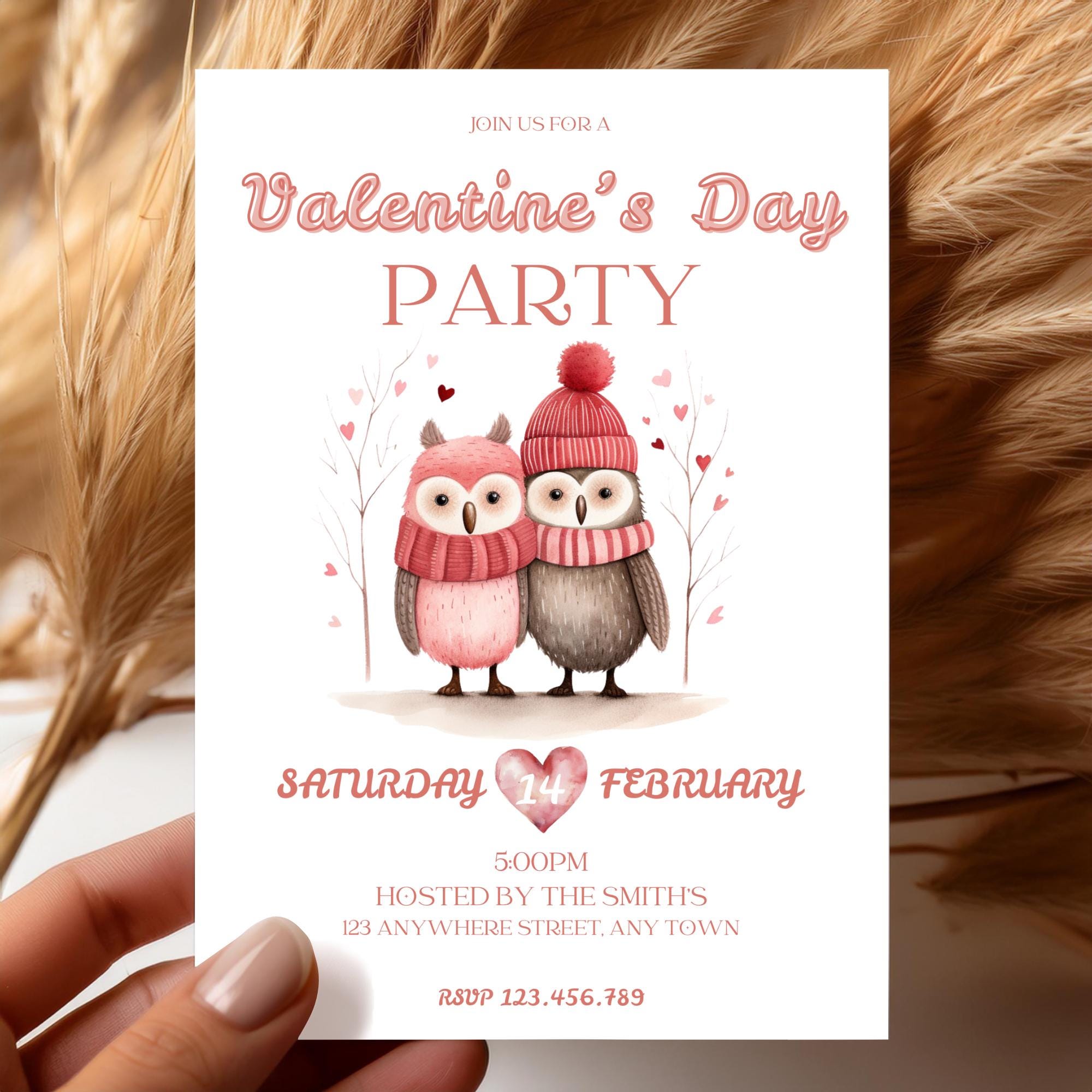 February Invite Editable Valentine’s Day Party Invitation, Invite, February 14th, Love ...