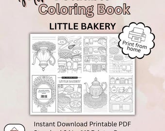 Printable Foldable Mini Coloring Book – Little Bakery | 8.5x11 PDF | Party Favor | Kids Activity | Instant Download