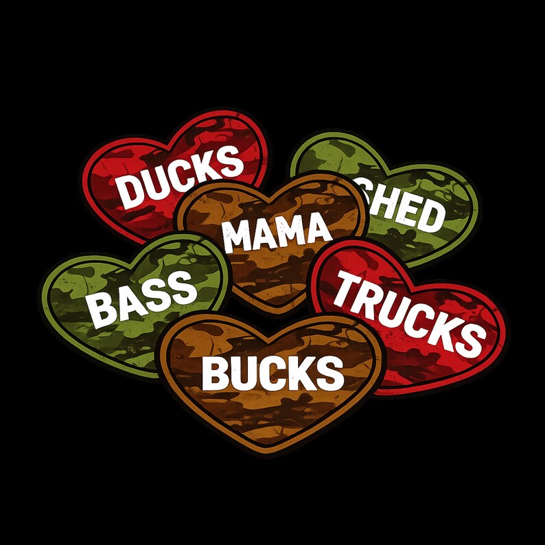 DIGITAL DOWNLOAD - PNG - Instant - Camo Hearts, Valentine’s Day, Deer ...