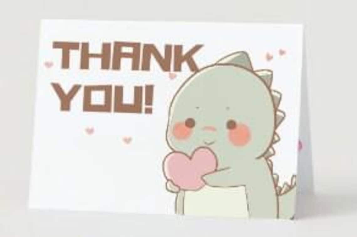 PRINTABLE Dinosaur Thank You Card, Cute, Dinos, Adorable, Thanks - Etsy