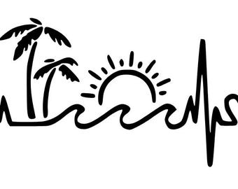 DIGITAL DOWNLOAD - SVG Only - Instant Download - Beach Heartbeat Svg, Summer, beach life