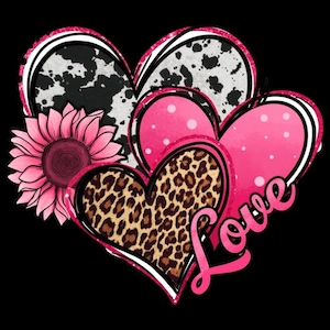 DIGITAL DOWNLOAD - Png - Instant - Sublimation, heart, love Valentines Day, Valentine, cute, fun, sunflower, cheetah print
