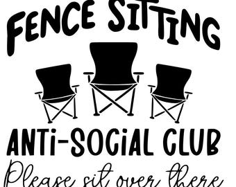 DIGITAL DOWNLOAD - SVG - Instant Download - Fence Sitting Anti-Social Club, Sports, Softball, Baseball, Funny, Parents, Mom, Dad, Player