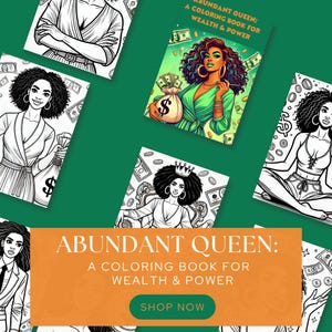 Kleurplaten Affirmatie Zwart Meisje | Abundant Queen: Wealth & Power Kleurboek | Voorspoed, succesmanifestatie afbeelding 5
