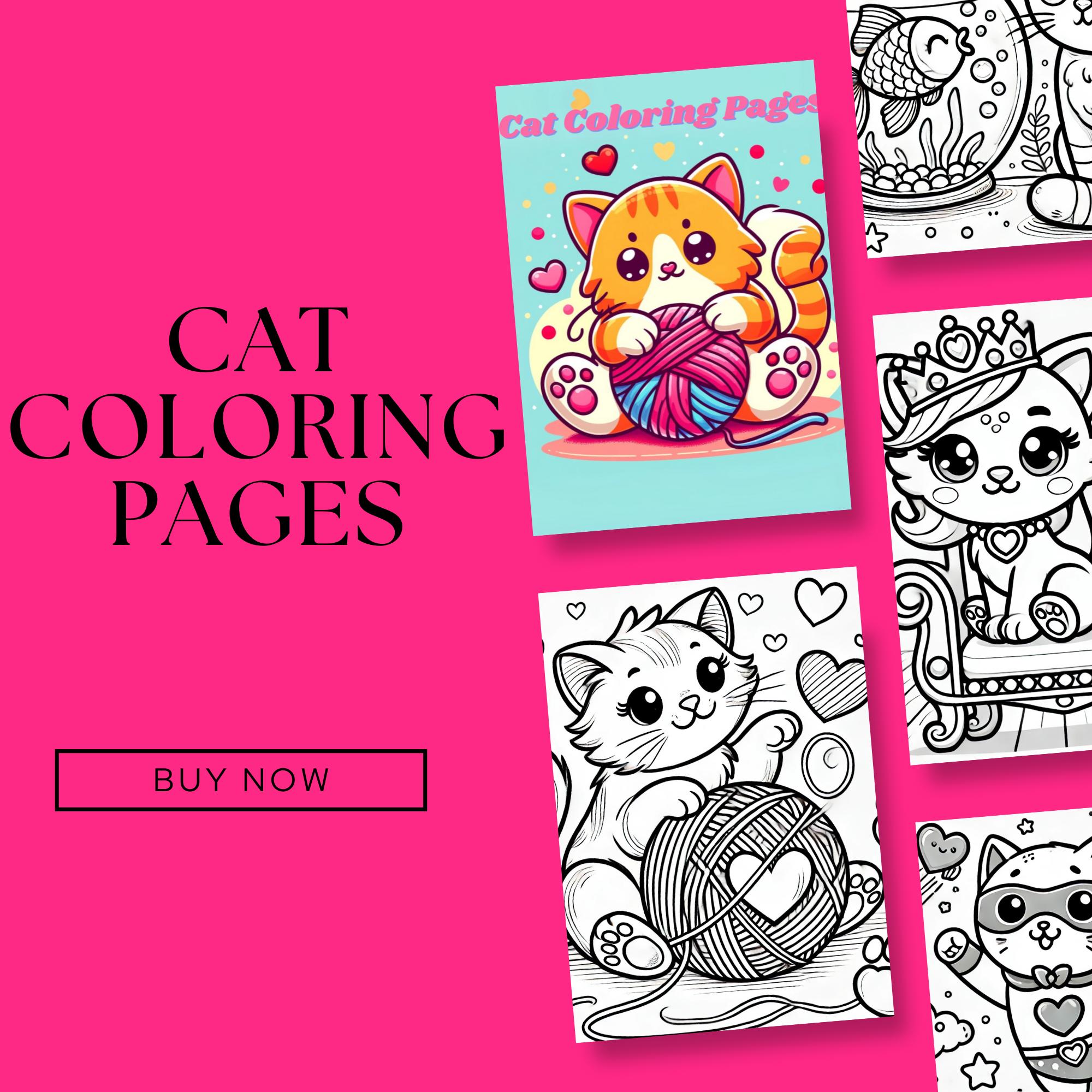 Adorable Cat Coloring Pages | Printable PDF for Kids & Adults | Stress ...