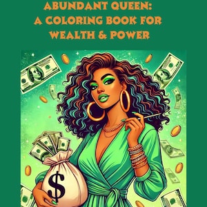 Kleurplaten Affirmatie Zwart Meisje | Abundant Queen: Wealth & Power Kleurboek | Voorspoed, succesmanifestatie afbeelding 1