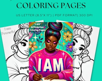 Kleurplaten Black Girl Affirmation: zelfrespect en empowerment (afdrukbare pdf)