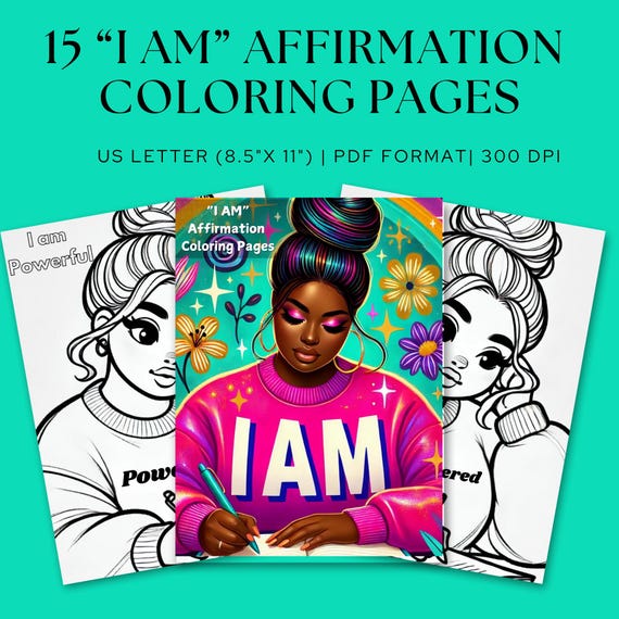 Black Girl Affirmation Coloring Pages: Self-Esteem & Empowerment (Printable PDF)