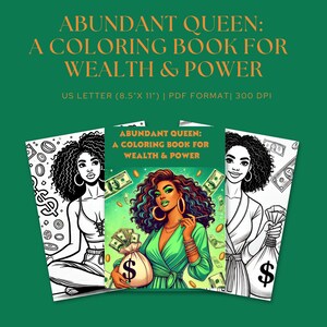 Kleurplaten Affirmatie Zwart Meisje | Abundant Queen: Wealth & Power Kleurboek | Voorspoed, succesmanifestatie afbeelding 2