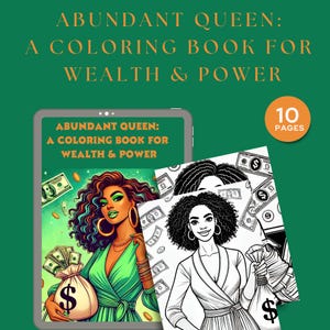 Kleurplaten Affirmatie Zwart Meisje | Abundant Queen: Wealth & Power Kleurboek | Voorspoed, succesmanifestatie afbeelding 3