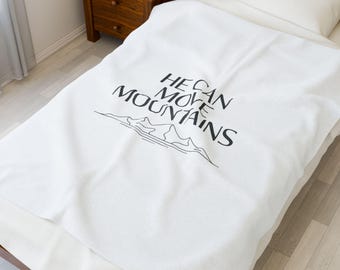 He Can Move Mountains Christian Blanket – Bible Verse Throw, Faith Gift, Inspirational Scripture Blanket, Religious Home Decor, Jesus Gift
