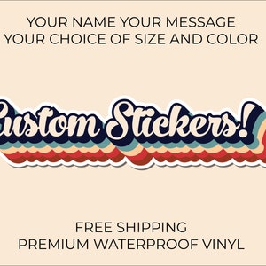 Custom Striped Name Sticker | Personalized Sticker | Retro Name Sticker