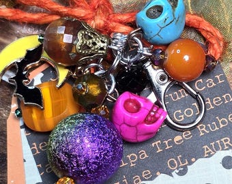 Halloween, Beaded Purse Bag clip-on cluster charm (Qty. 1)