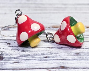 3D Resin Mushrooms Earrings,  Qty 1