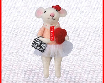 Happy Place Girl or Boy Mouse - 5 1/2" with or without personalized name tag OR 5 1/2" girl mouse with or without personalized name tag