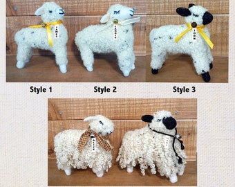 One Personalized Handmade Needle Felted Sheep, 5" tall x 5" long, wool needle felting, personalized or without personalization sheep,