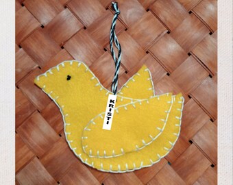 5x6" Felt Chick Ornament, Easter ornament, Personalized Easter ornament, New baby gift, Spring decor, Easter basket or package tie-on