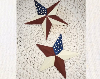 4" or 7" Rusty Primitive Metal U.S. Patriotic Star and hanger, primitive and country patriotic Independence day star decor