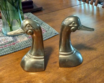 Vintage Brass Duck Bookends, solid brass ducks, solid brass duck bookends, Taiwan Republic of China