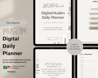 Daily Journal Digital, Islam, Muslim Daily Tracker, Muslim Journaling, Muslim Reflection, Salah Tracker, Printable PDF