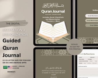 Koranjournal Digital, Koranstudie, Korantracker, Koranjournaling, Koranreflexion, Surahreflexion, druckbare PDF-Datei