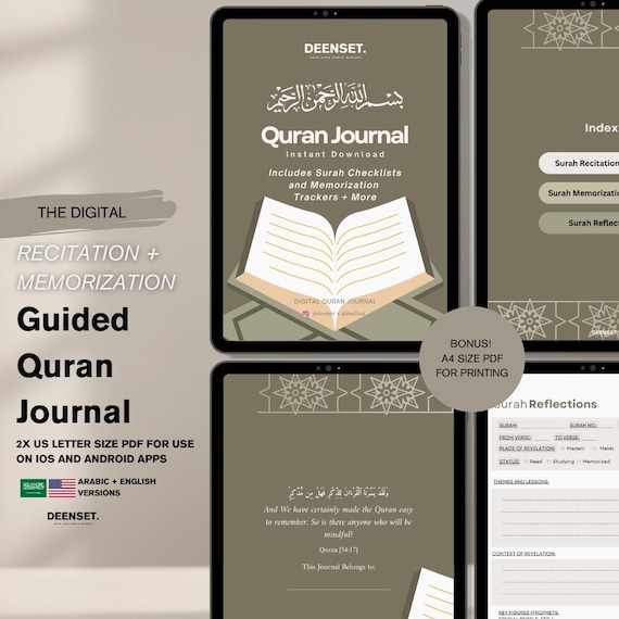 Quran Journal Digital, Quran Study, Quran Tracker, Quran Journaling, Quran Reflection, Surah Reflection, Printable PDF