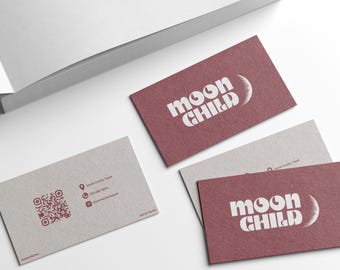 Elegante rosa Visitenkarte Vorlage mit QR Code (Canva Editierbar, Sofort Download)