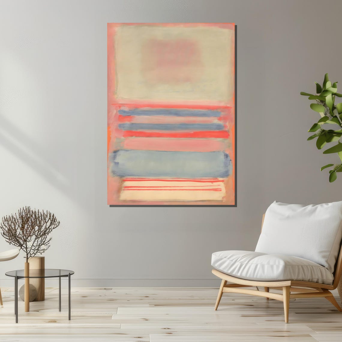Mark Rothko Pastels Soft Pastel Mark Rothko Canvas Art - Light Blue and Coral Color Bands ...