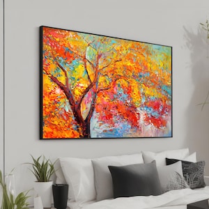 Toile d&#39;art d&#39;arbre d&#39;automne vibrante - Impression de paysages impressionnistes colorés - Décoration murale d&#39;art mural feuillage d&#39;automne pour les amoureux de la nature