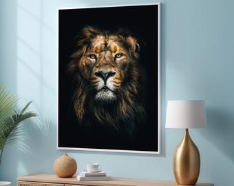 Majestic Lion Portrait Canvas Art - Animal Wildlife Wall Decor