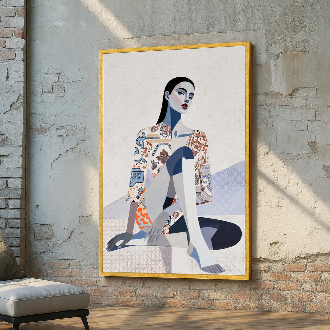 Modern Abstract Woman Wall Art - Minimalist Female Portrait Canvas ...