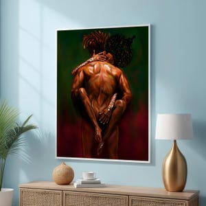 Impresión artística en lienzo de pareja íntima: impresión artística de pared moderna y sensual: decoración romántica audaz: obra de arte con una declaración emocional lista para colgar