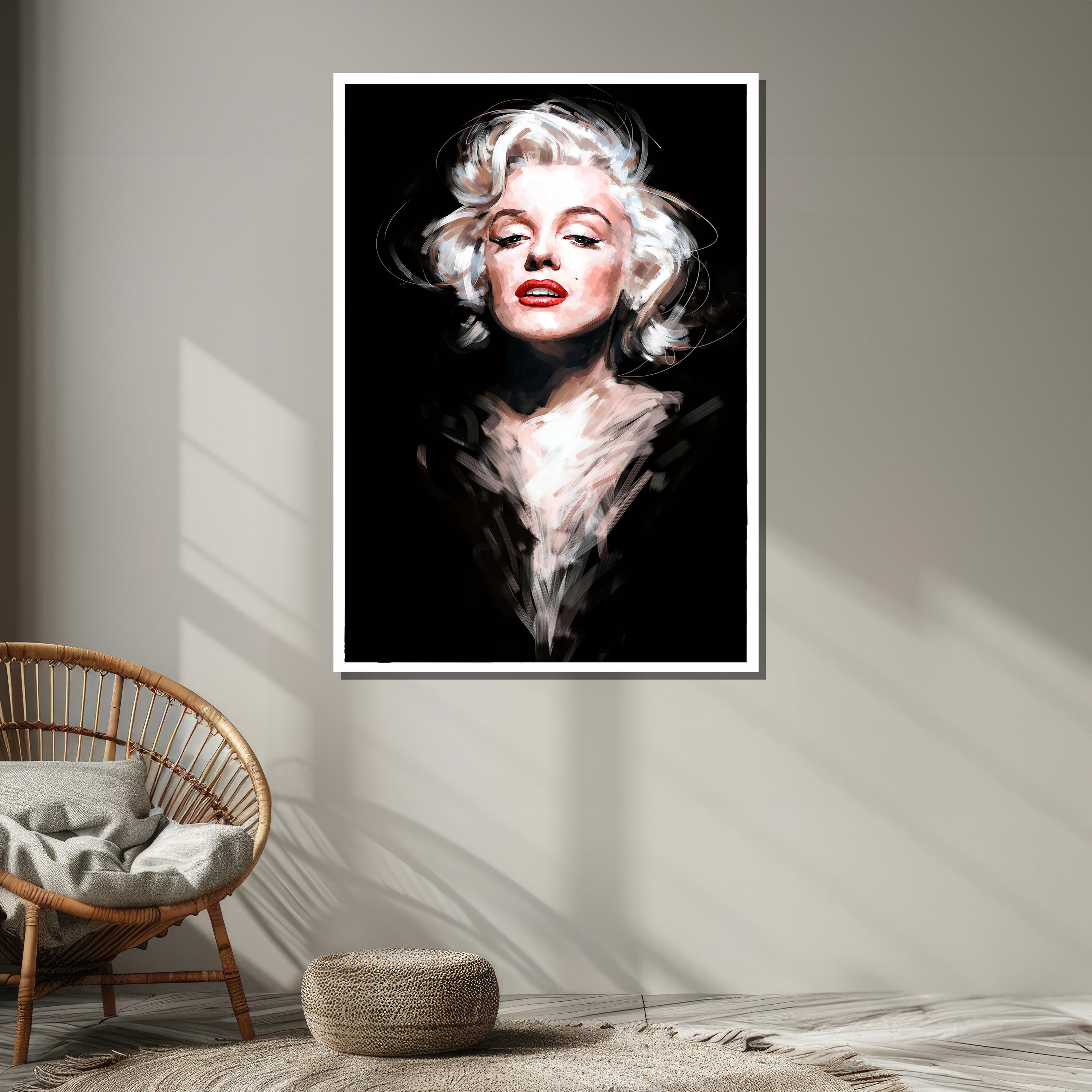 表現力豊かなマリリン モンローのキャンバス アート - モダンな筆遣い