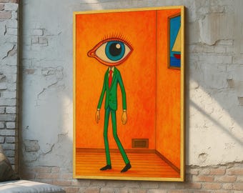 シュルレアリスムの隕石ビーチキャンバスアート：皮肉なファンタジーの