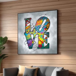 Graffiti LOVE Canvas Wall Art - Bold Street Art Typography with Vibrant Colors - Inspirational Home Decor for Modern Urban Interiors