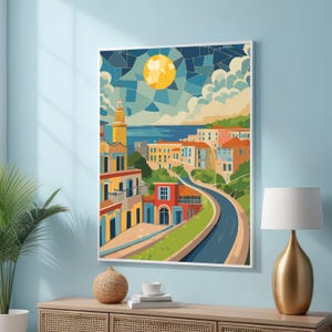 Illustration Vector Portugal Canvas Print - Portugal Cityscape Art - City Illustration Colorful Wall Art Decor - Ready-to-Hang Printing
