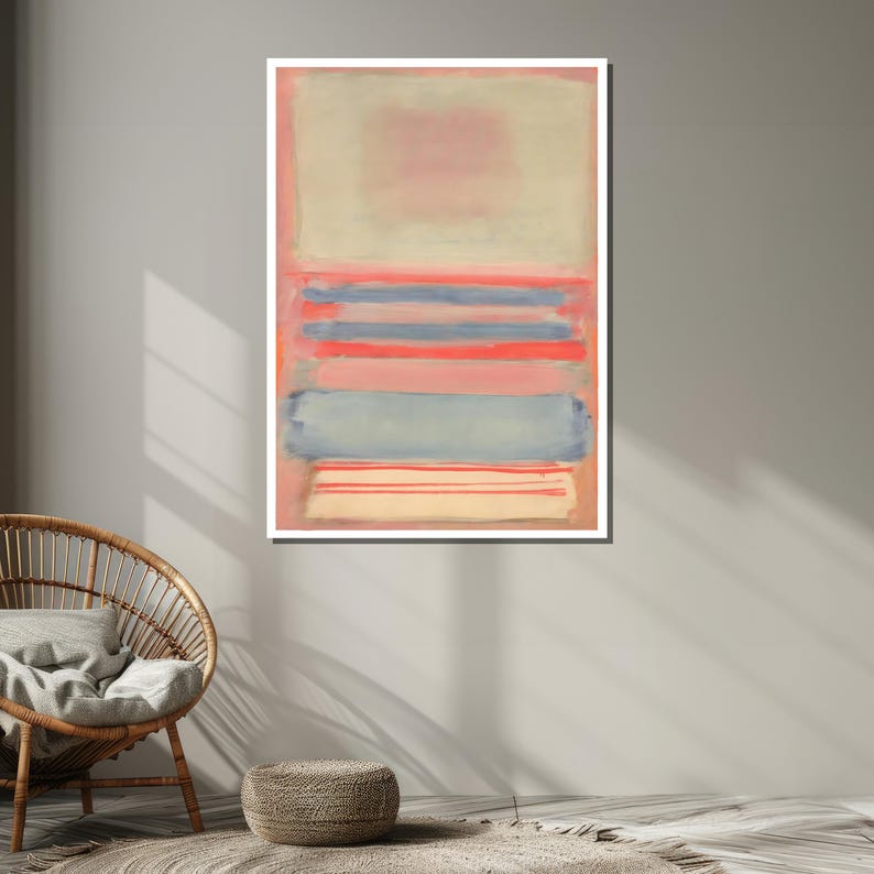 Mark Rothko Pastels Soft Pastel Mark Rothko Canvas Art - Light Blue and Coral Color Bands ...