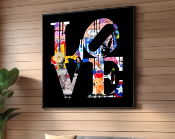 カラフルなポップアート作品 'Love' Love Pop Art Canvas - Etsy