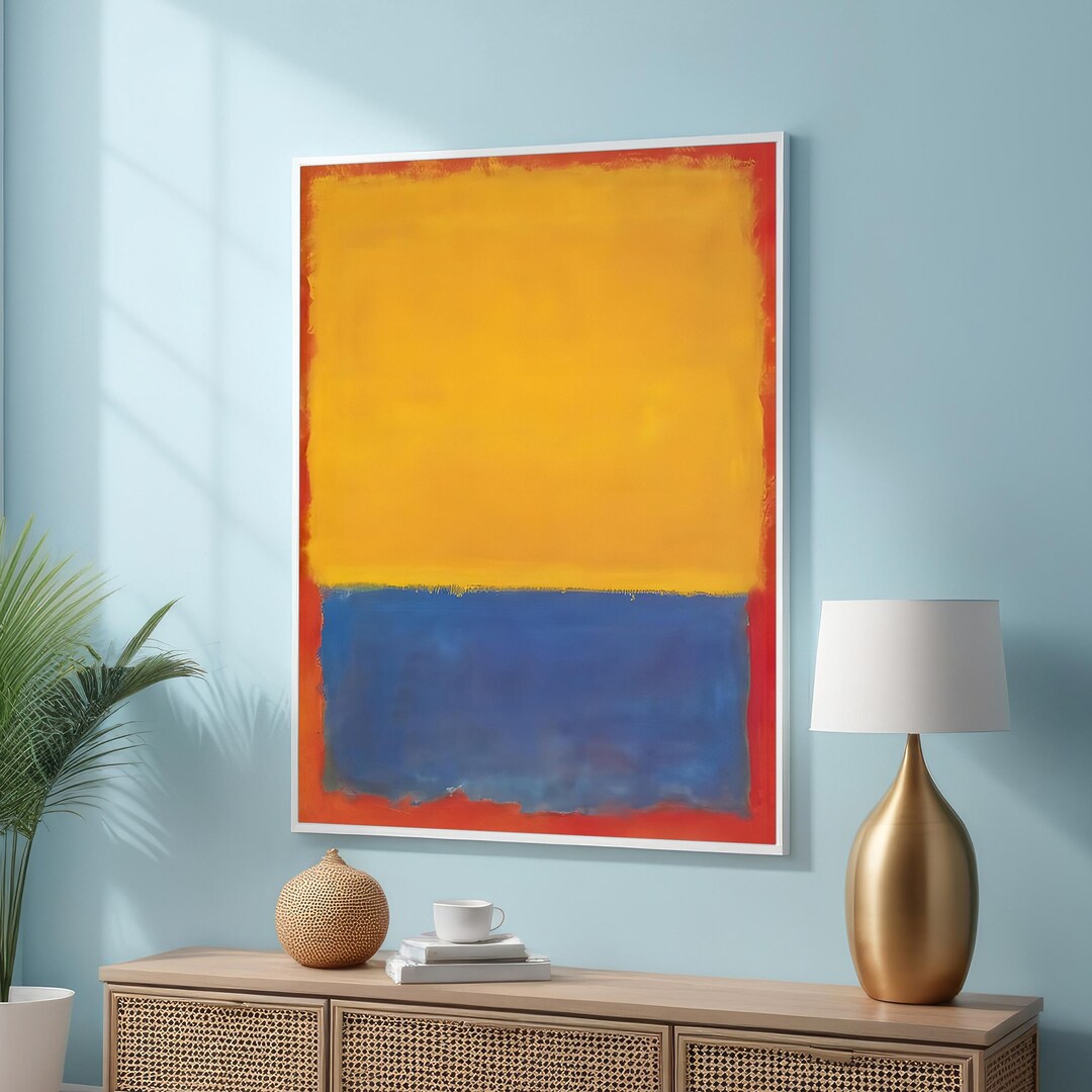 Bold Mark Rothko Yellow and Blue Canvas Wall Art - Modern Minimalist ...
