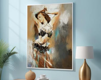Belly Dancer Canvas Print - Exotic Dance Wall Art - Modern Impressionist Decor - Ready to Hang Framed Print