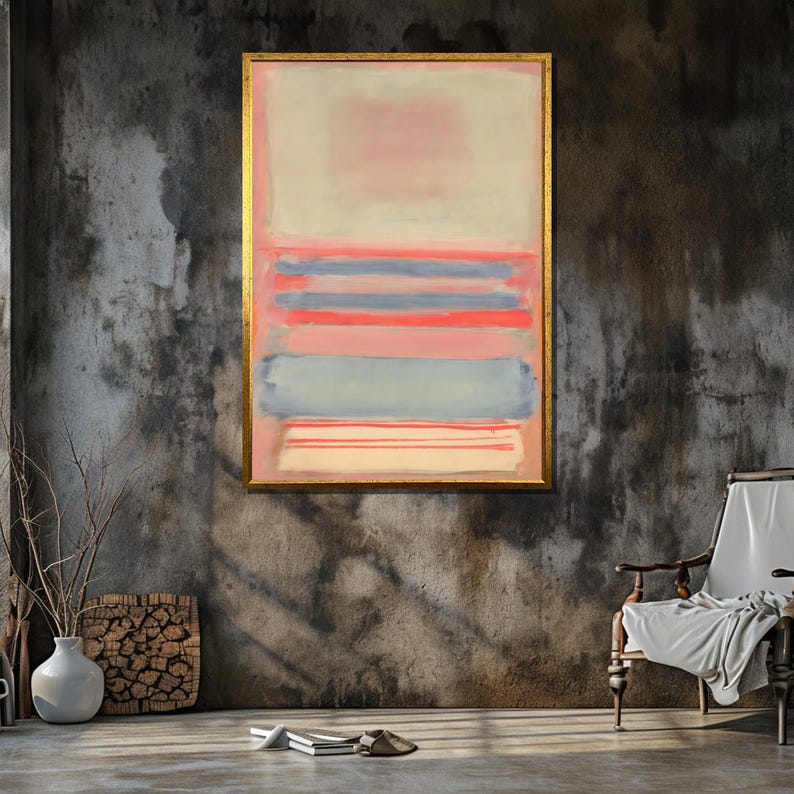 Mark Rothko Pastels Soft Pastel Mark Rothko Canvas Art - Light Blue and Coral Color Bands ...