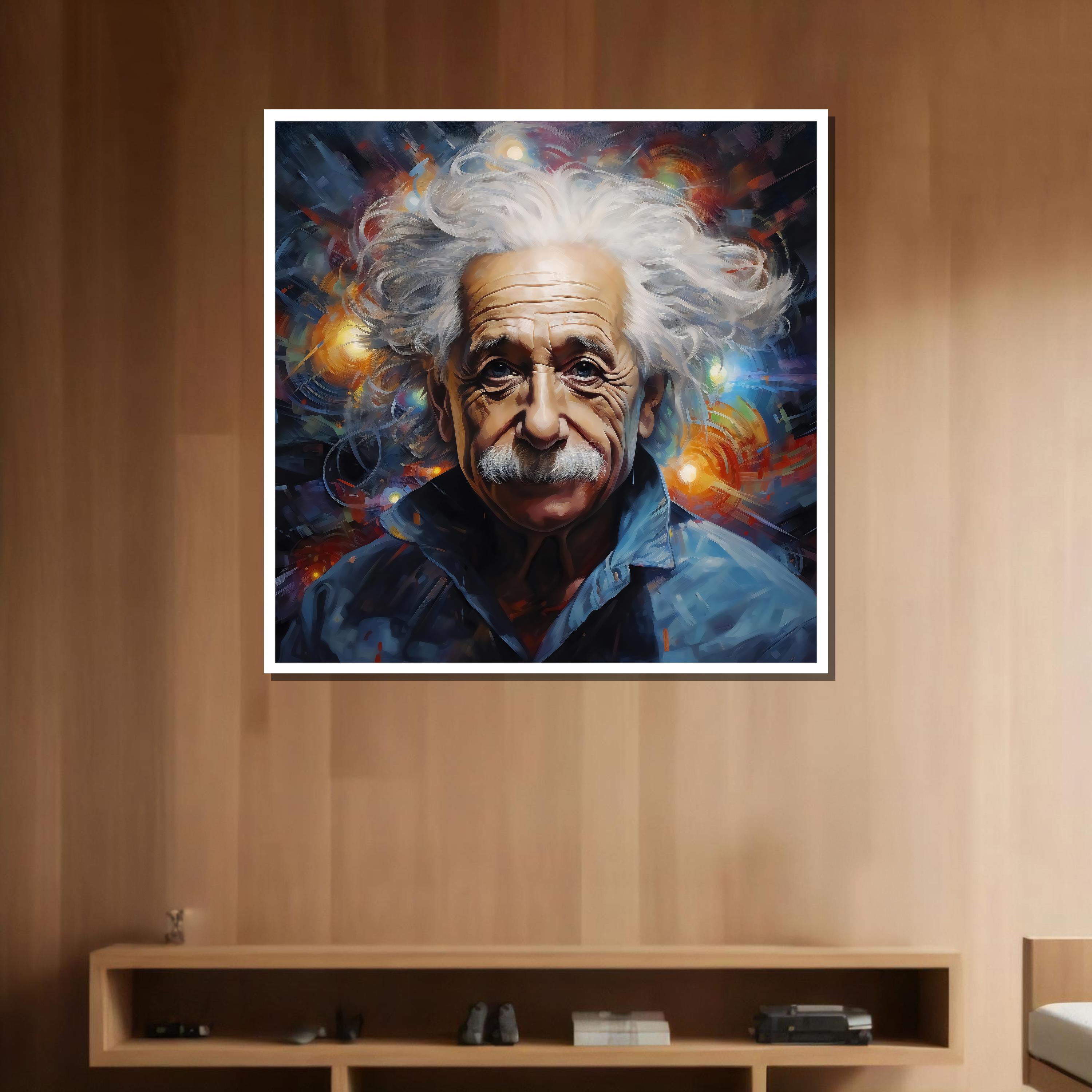 Albert Einstein Abstract Portrait Canvas - Vibrant Cosmic Artwork ...