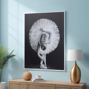 Graceful Ballerina Canvas Art - Elegant Black and White Ballet  Print - Poised Dancer Wall Art - Stunning Monochrome Ballet Wall Art Decor