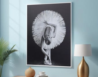 Graceful Ballerina Canvas Art - Elegant Black and White Ballet Print - Poised Dancer Wall Art - Stunning Monochrome Ballet Wall Art Decor