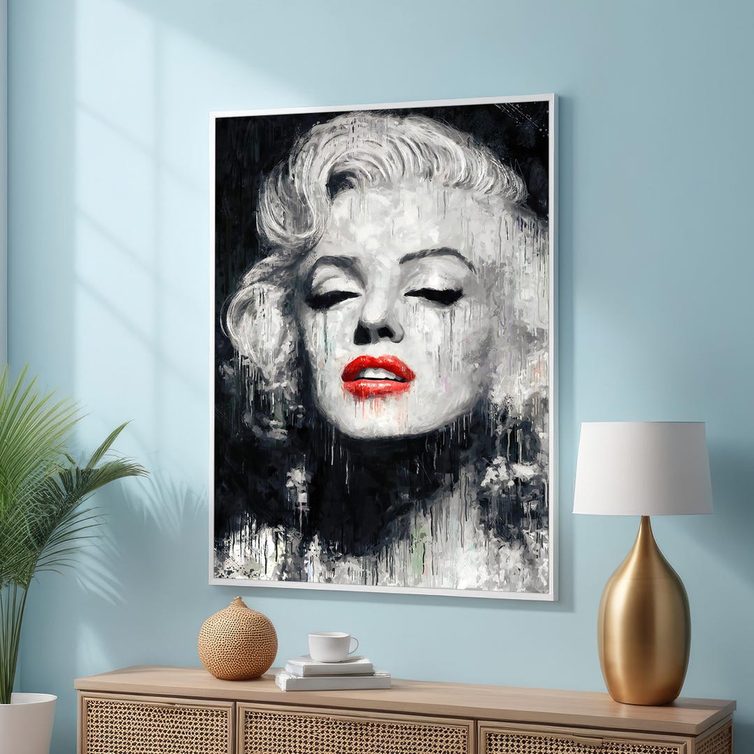 Abstract Marilyn Monroe Pop Art Canvas - Bold Red Lips With ...