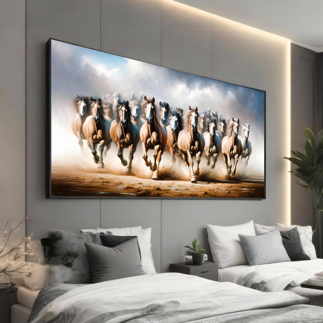 Galloping Horses Canvas Art Print - Majestic and Dynamic Herd in Motion ...
